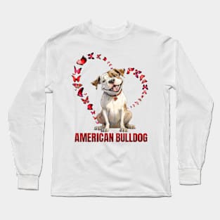 American Bulldog Love: Hearts & Butterflies Long Sleeve T-Shirt